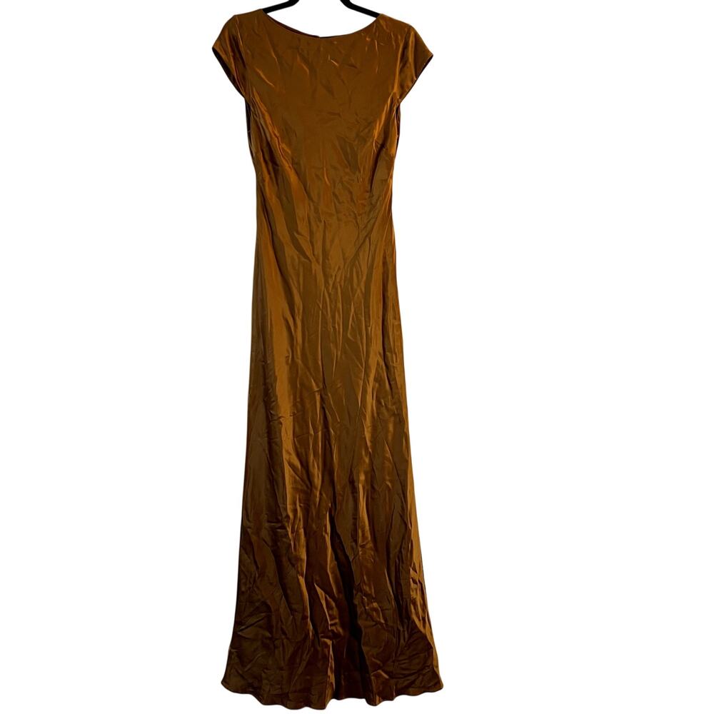 Reformation Niamh Silk Dress Copper Gold Size 8 100% silk open back sleeveless - Picture 2 of 9